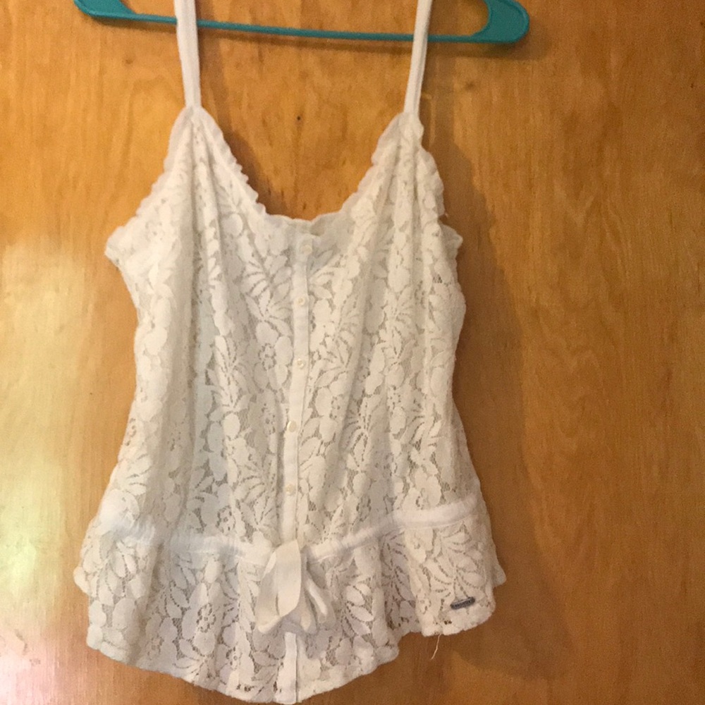 White Hollister lace tank top